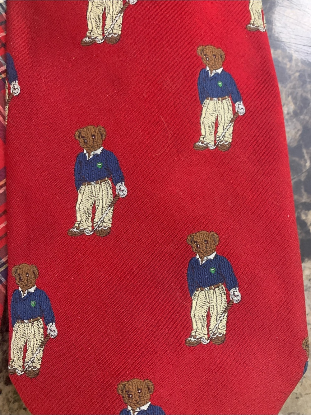 Polo by Ralph Lauren Red Plaid & Bear Motif Ties - Picture 3 of 5